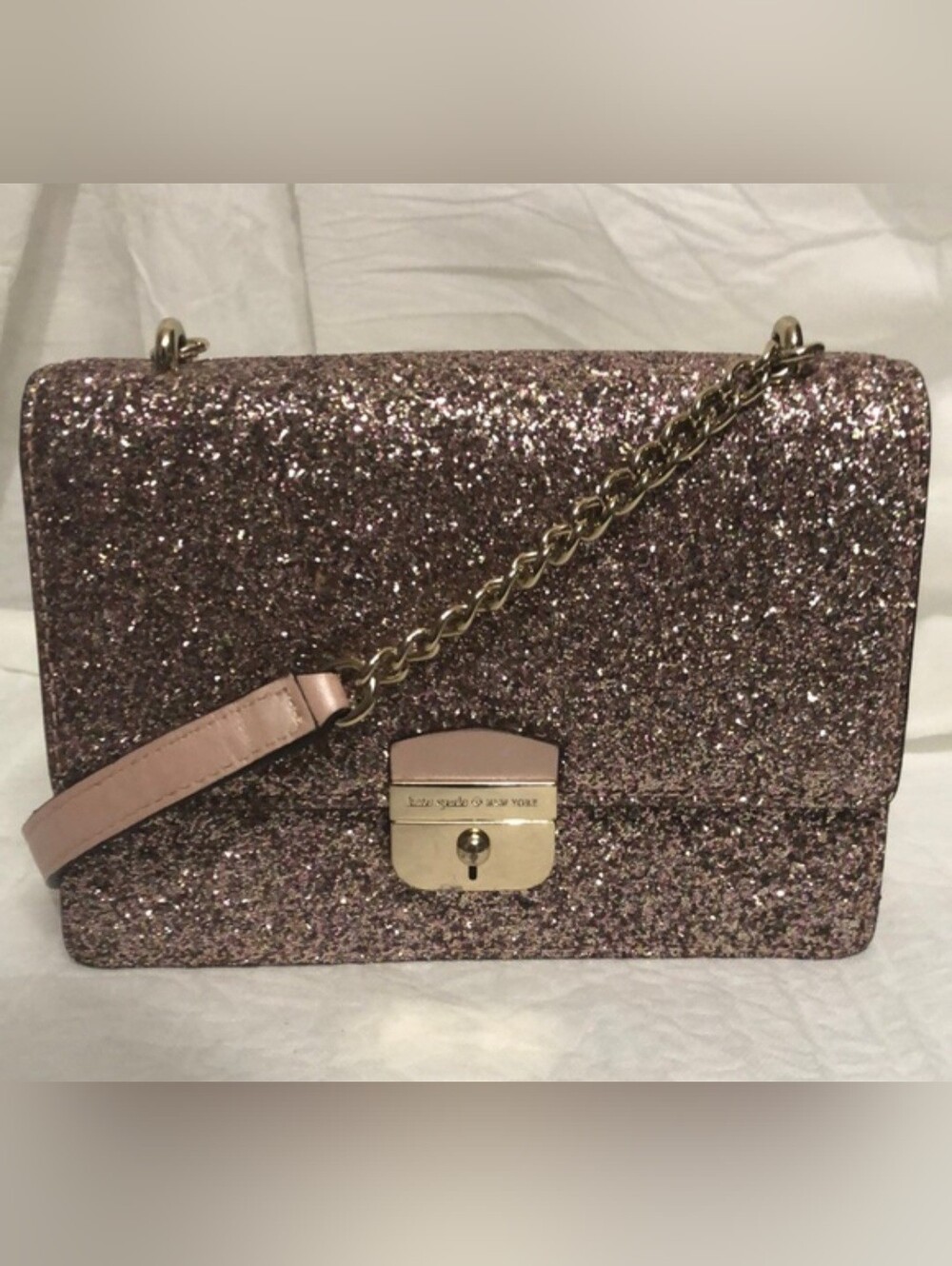 Kate Spade glitter crossbody bag in rose